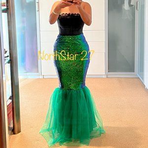 Plus And Regular Size Mermaid Tail Sequin Maxi Skirt
